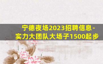 宁德夜场2023招聘信息-实力大团队大场子1500起步